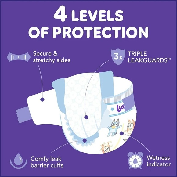 Luvs Diapers Platinum Protection Size 1 Bluey Baby Diaper 46 Count 2 Bags BS4&HB - Picture 3 of 9